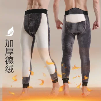 남성용 보온 팬츠, 스트레치 레깅스, 알파카 울, 겨울 속옷, 콜드 스트레치, 클래식 플러시, 두꺼운 면 패딩 바지