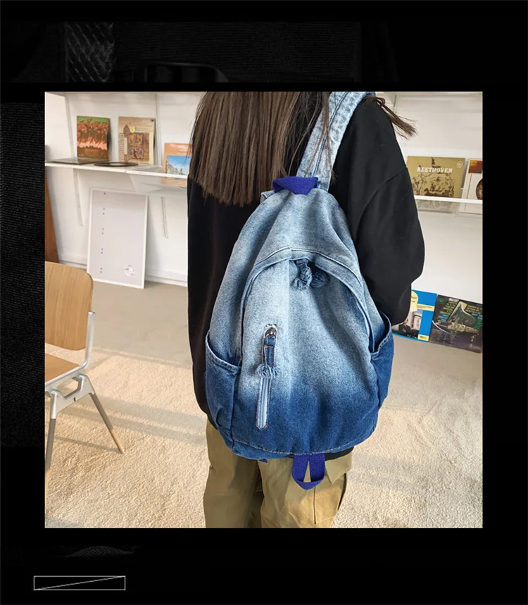 Female Shoulder Bag Denim Women Backpack Travel Bagpack Large Capacity Bookbag  College Student School Bags For Teenager Girls stylish backpacks for women