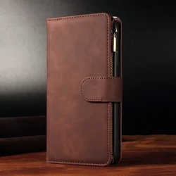 Luxurious Zipper Leather Wallet Flip Case - Premium Protection & Style for Honor 10 Lite (Coffee)