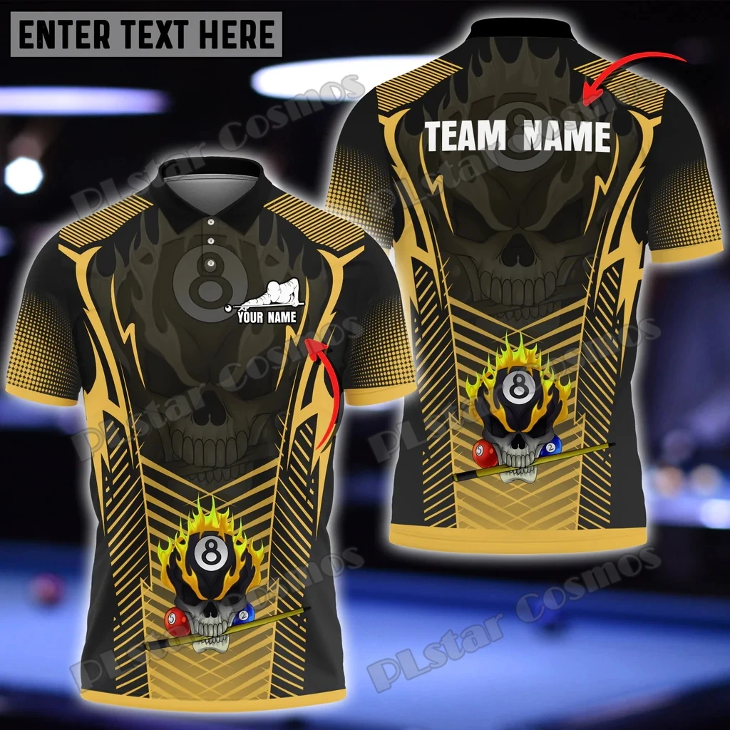 Personalisierter Name Billard Ball Skull Bunte 3D All Over Bedruckte Herren Poloshirt Sommer Unisex Casual Poloshirt WK157 – Detail 10