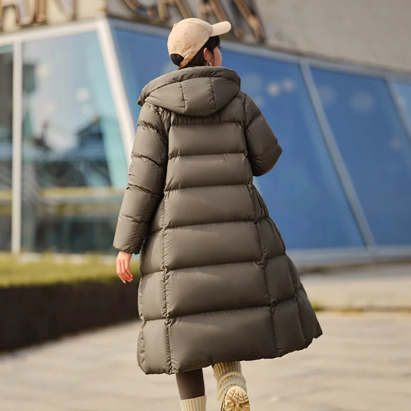 Semir Down Jacket Women Long Length Three-Proof Versatile 2024 Updated Winter New Loose Hooded Coat Simple Down Jacket 6