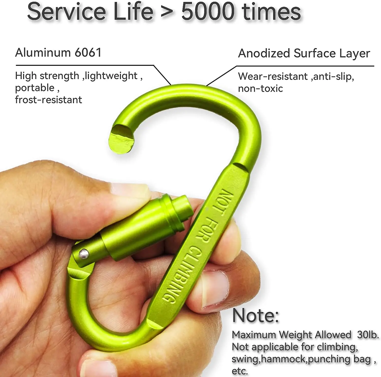 Climbing Carabiner Aluminum Snap Hook Carabiner D-Ring Key Chain Clip Keychain Hiking Camp Outdoor Climbing Equipment HOOKS