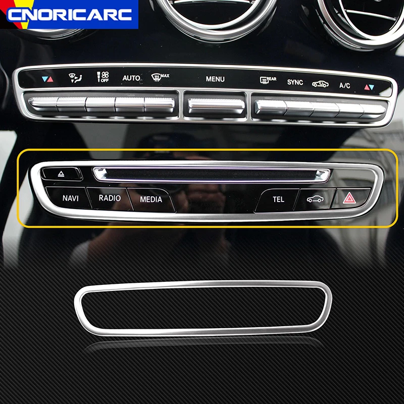 Copertura Console Centrale In Fibra Di Carbonio Per Mercedes W204 (2005-2012) - Rivestimento Aria Condizionata, Autoadesivo, Lucido