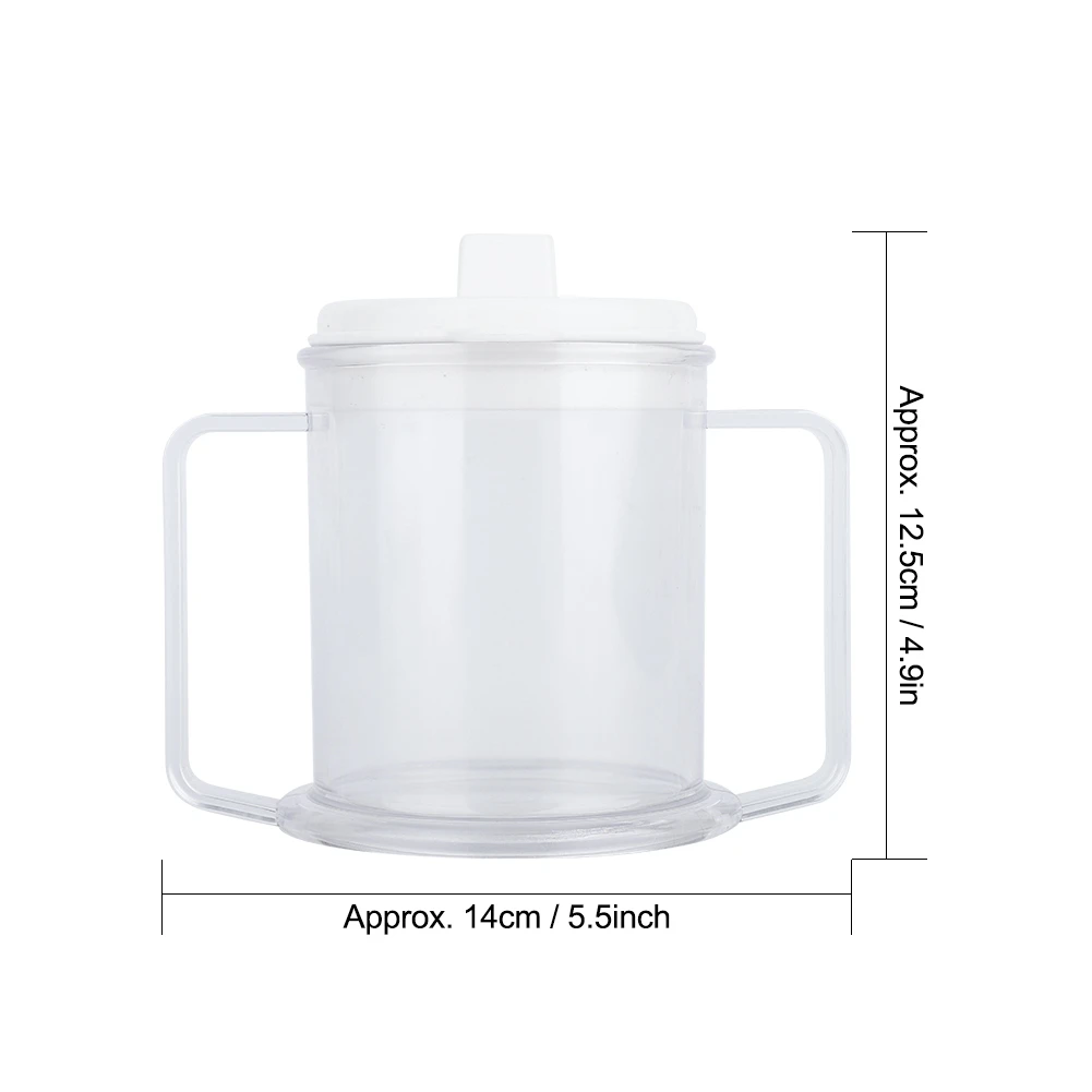 Double Handle Cup Drinking Cup Mug Double Handle Mug Lightweight Water Drinking Spill proof Sippy for Children Elderly