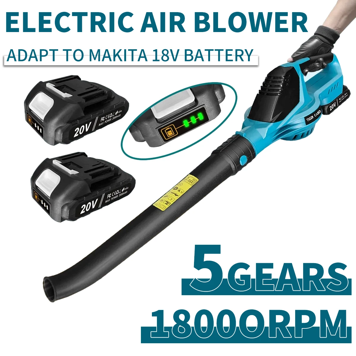 Makita-Souffleur d'air électrique sans fil, 5 vitesses, souffleur de cuir  chevelu, dépoussiéreur, balayeuse, outil électrique de jardin, batterie 18V  - AliExpress