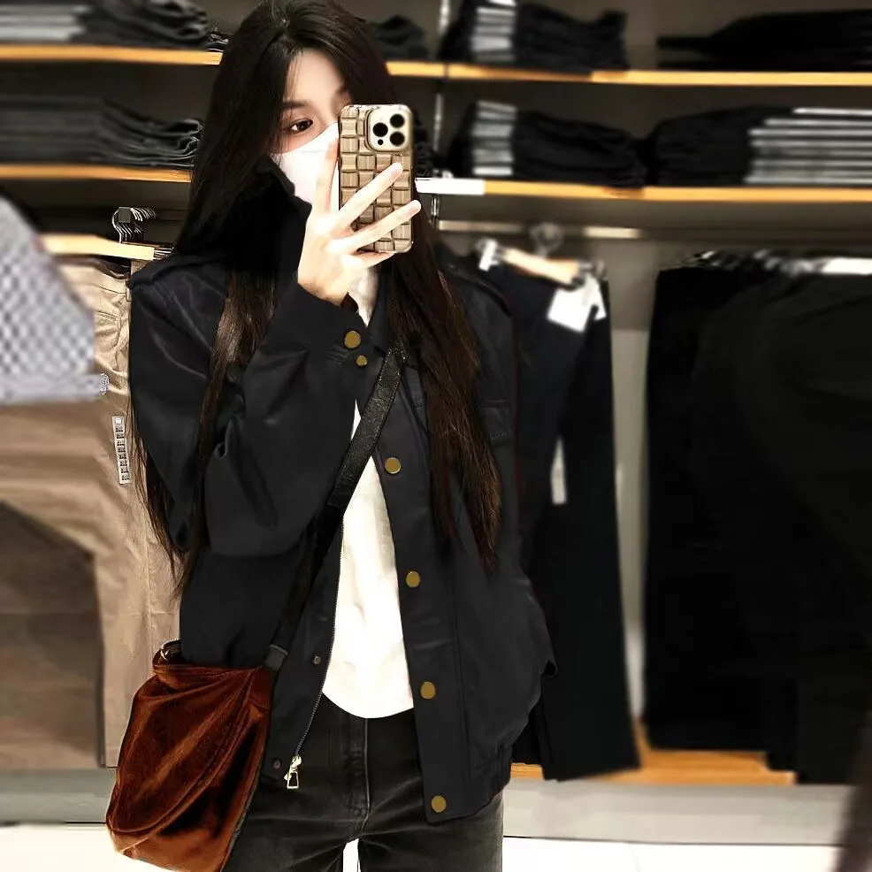 

2024 Autumn New American Luxury Leather Coat Women's Short Fashion Simple Versatile Leather Jacket Fashion