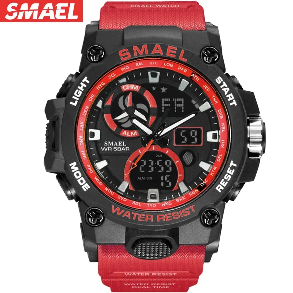 SMAEL Stopwatch Clendar Quartz Wristwatches Sports Watch Men's Outdoor Waterproof Electronic Watch Nightlight Alarm Reloj Hombre