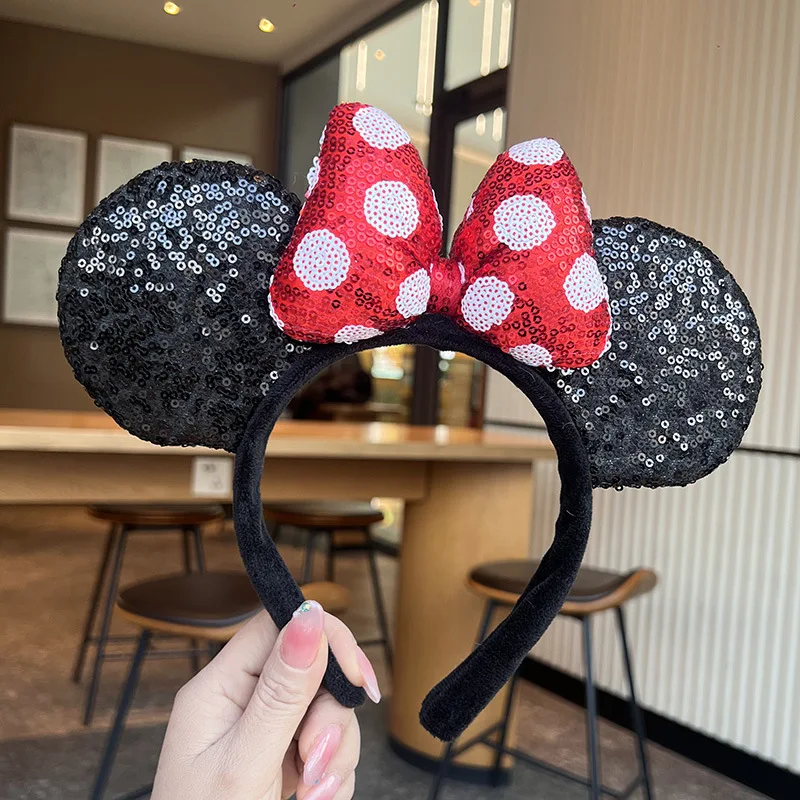 Sparkling Polka Dot Bow Mouse Ears Headband for Girls - Festive Party & Travel Hair Accessory