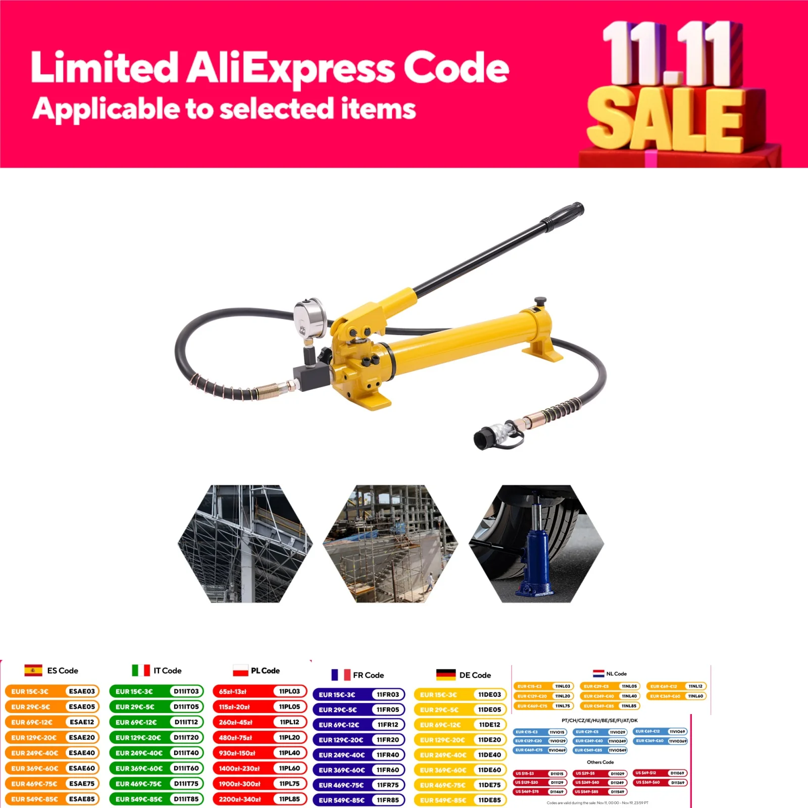 Pompe à main hydraulique manuelle avec jauge de pression, levage et levage, 700 bars, 700cc