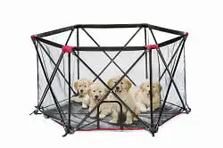 

Folding Portable Dog Play Yard, Red, 48"L x 48"W x 26"H