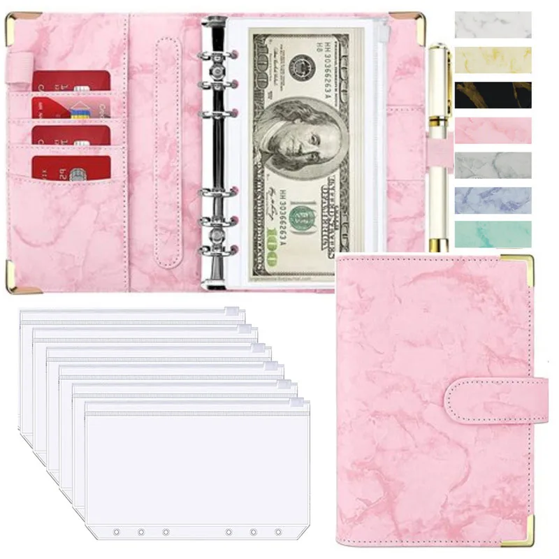 Luxury PU Leather Budget Organizer and Planner - Marble Design