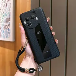 Elegant Leather Bracelet Anti - fall Shockproof Phone Case Cover - Ancient Style for Realme GT 8 Pro (Carbon fiber)