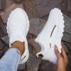 Women's Solid Color Casual Sneaker, Lace-up Lightweight Soft Sole Walking Shoes, Low-Top Comfortable Training Shoes 4