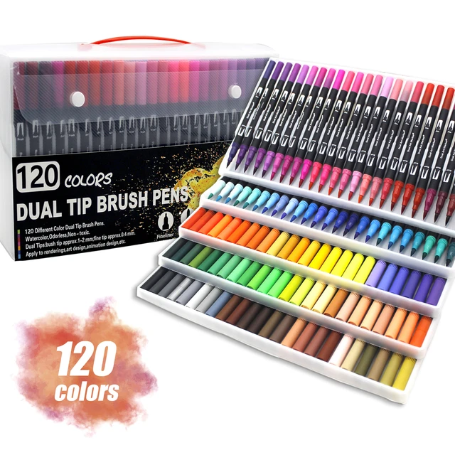 72 Colors Dual Tips Brush Drawing Pens Watercolor Art Markers Set for  Coloring