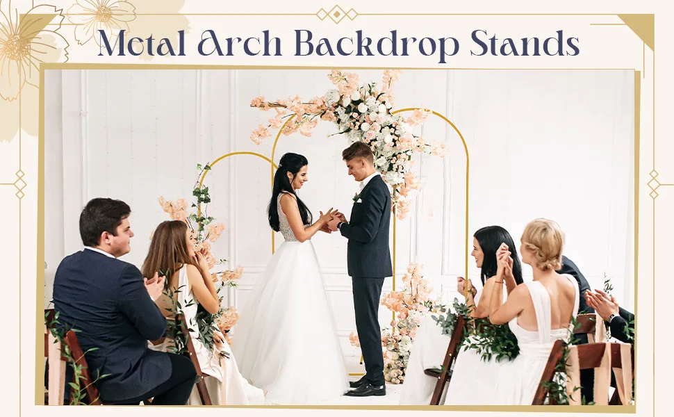 Goldener Hochzeitsbogen-Ständer Ballonrahmen & Hintergrundhalterung für Hochzeit Geburtstag Hintergrundständer -4FT/5FT/6FT/6.6FT/7.2FT (1 Stück) – Detail 12