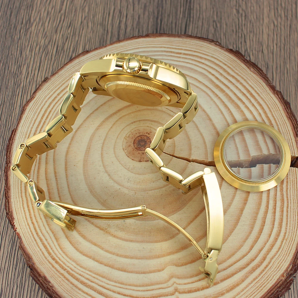 NH35 Gold 40 mm Taucheruhrengehäuse Uhrenzubehör Saphir für Seiko NH35 NH36 8215 2824 Sub Case Oyster Armband Schiebeschnalle – Detail 1