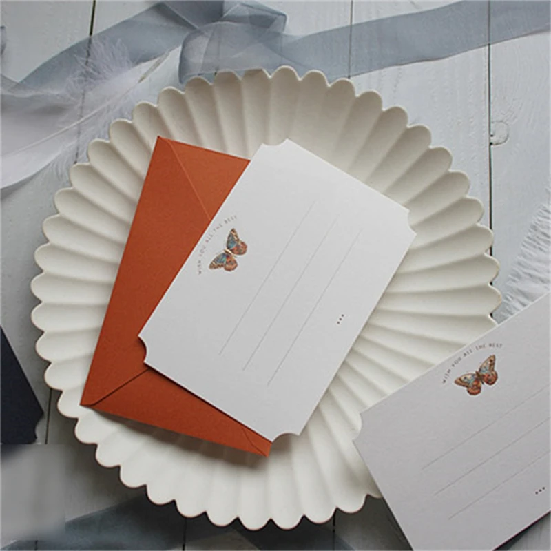 Greeting Card Light Luxury Embossed Stereo Bronzing Butterfly Pattern Gift Message Card Wedding Invitation
