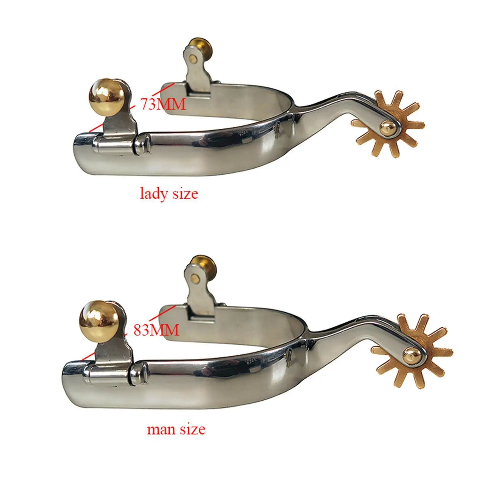 2x Horse Spurs Anti Rust Western Style Spur for Competition Equipments Men Silver 4