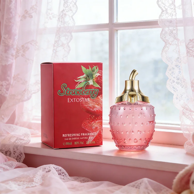 Eau de toilette de morango para mulher perfume rosa jasmim âmbar_voghion.com