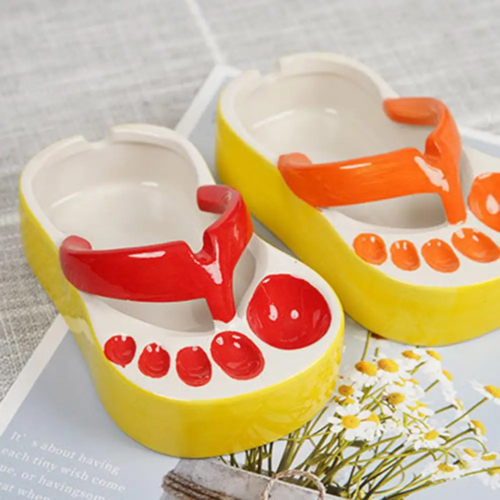 Unique Ashtray Ornament Handcrafted Ash Holder Flip Flops Shaped Housewarming Gift Windproof Cartoon Ash Container