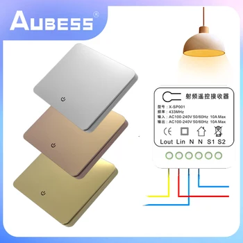 Aubess 무선 스마트 스위치 조명, 433Mhz RF 벽 패널 스위치, 리모컨 미니 릴레이 리시버, 가정용 LED 조명 램프 선풍기