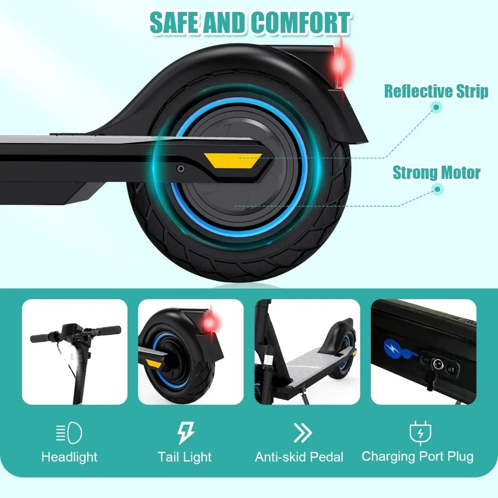 Electric Scooter, Application Supported Electric Scooter, 10 Inch Solid Tires, Adult and Adolescent Foldable Scooter