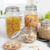 Food Storage Jars Glass Jars with Airtight Clamp Lids Wide Mouth Mason Jars Kitchen Canisters Glass Sealed Jar for Flour Cereal 4