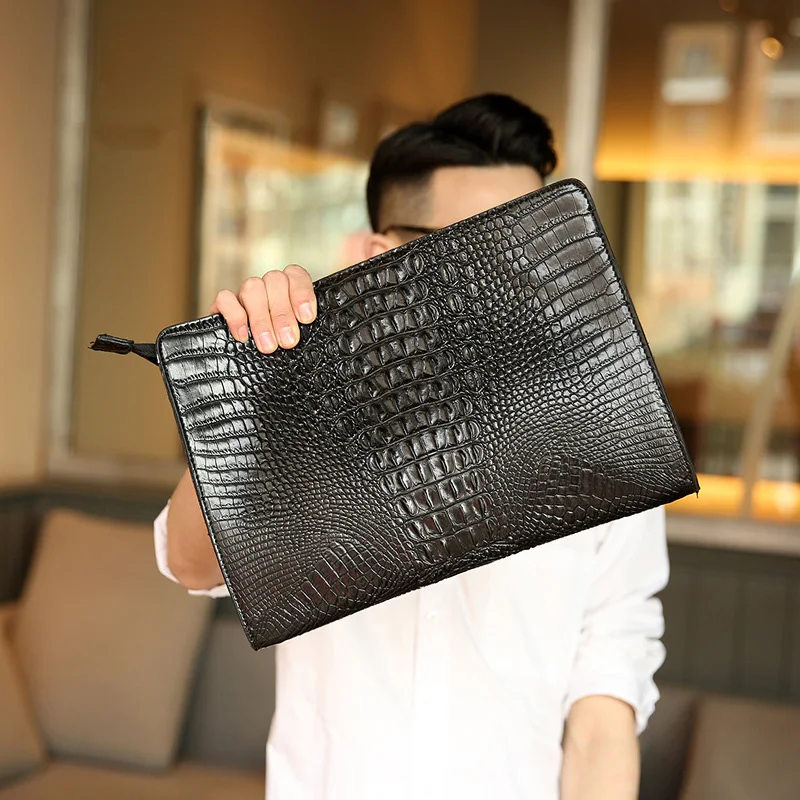 Luxury Crocodile Pattern Men Clutch Bags Brand Designer Business