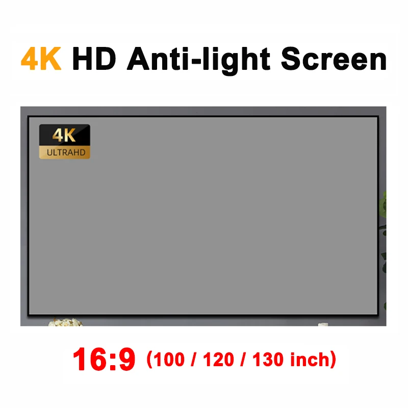 Projector Screen Simple Anti-Light Curtain 100 120 130 inch 16:9 Home Office 3D HD Projection For XGIMI H2 HALO MOGO Projector
