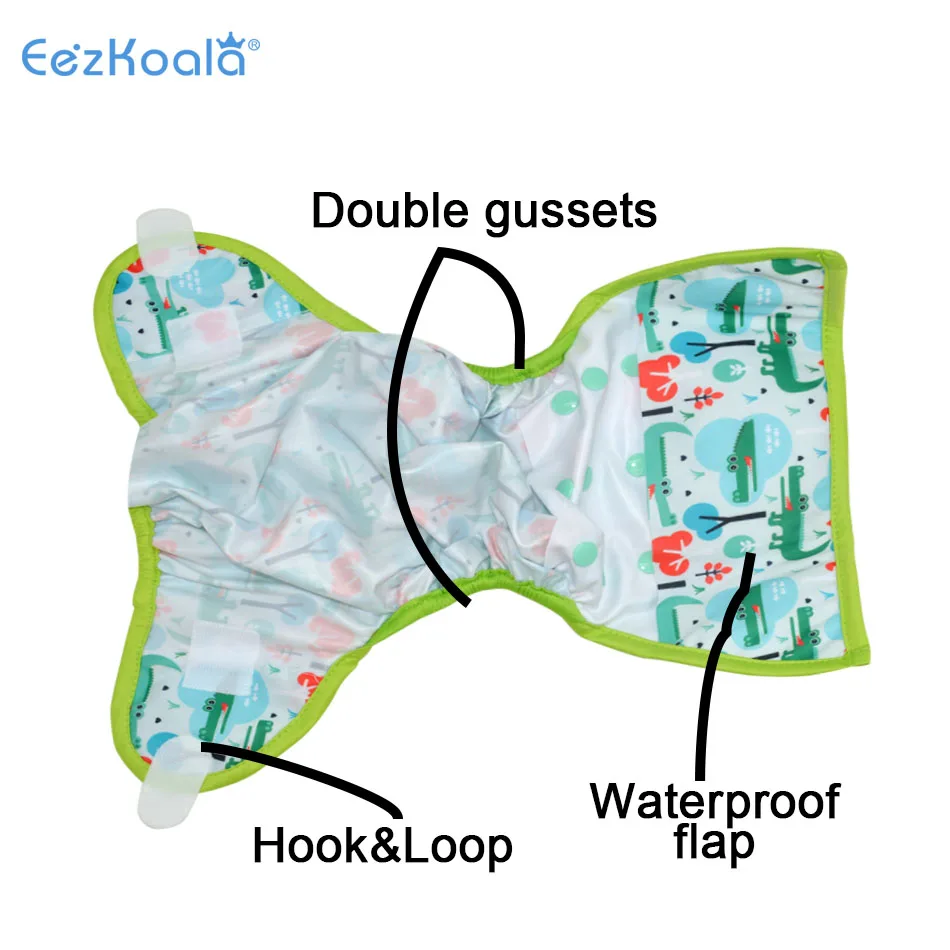 Waterproof Cloth Diapers EezKoala Eco-friendly Cloth Diaper Cover Baby Washable Diaper Waterproof Baby Nappy Reusable Adjustable Pocket Hook&Loop