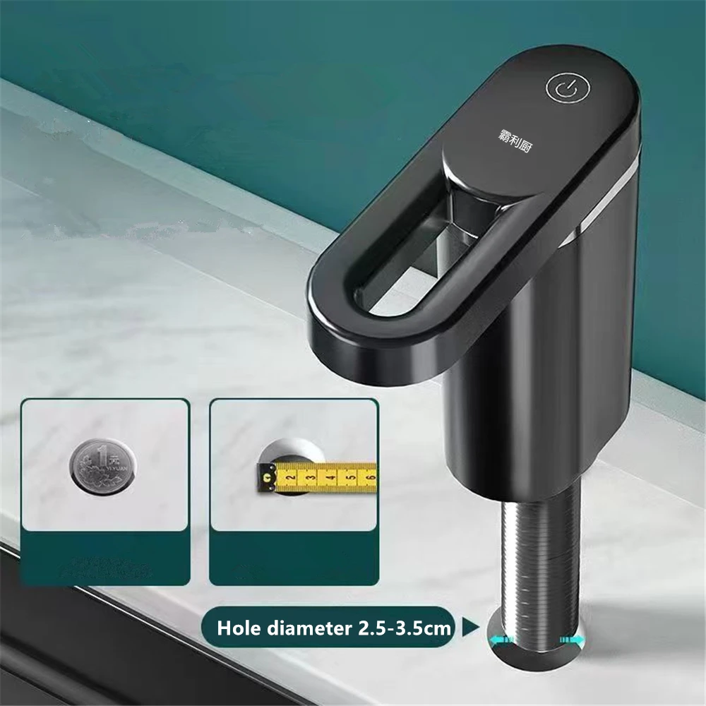 Distributeur gel hydroalcoolique vu de profil, avec capteur infrarouge et réservoir transparent.