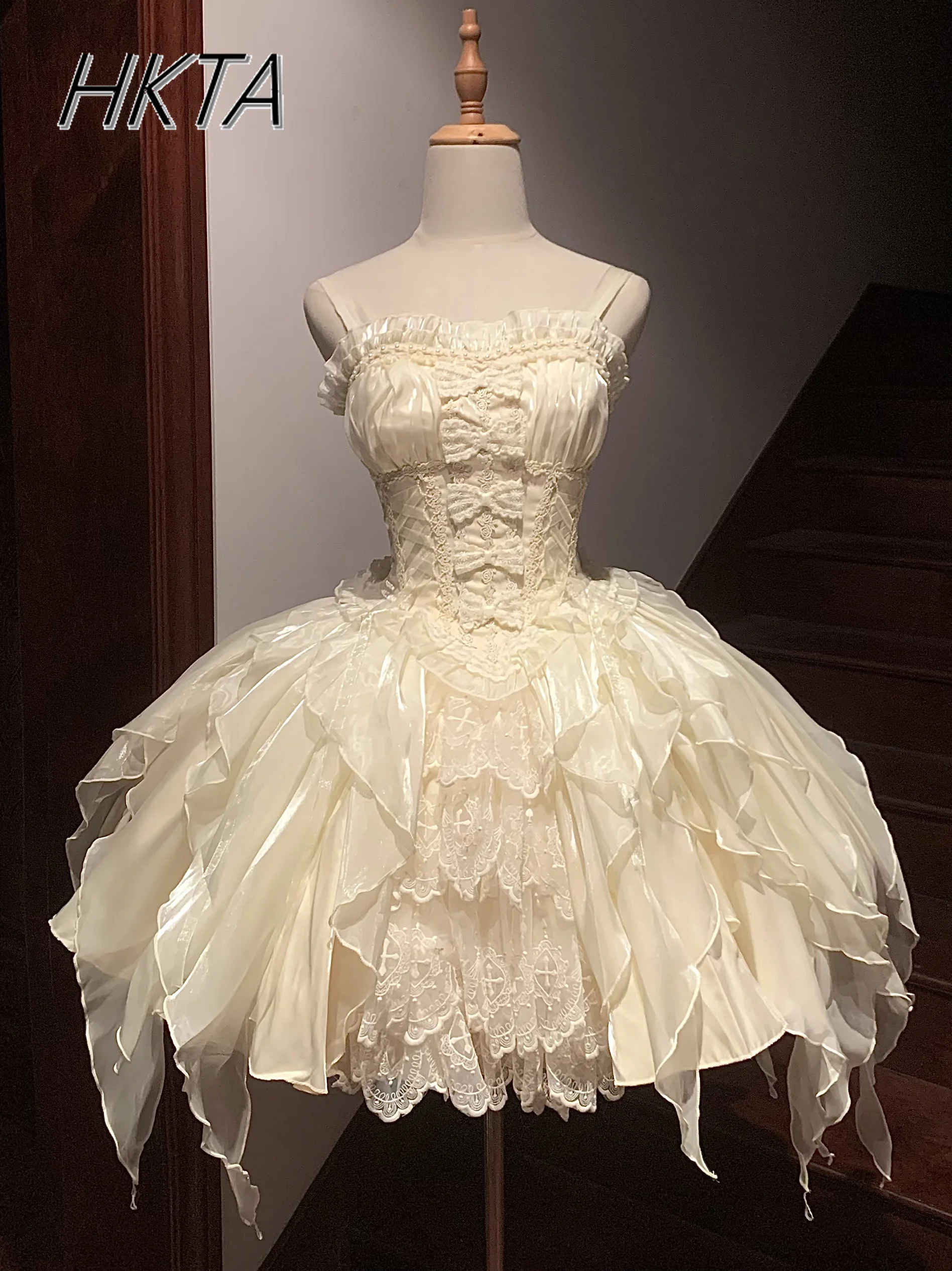 Original Lolita Kawaii Girls Ballet Fishbone Princess Dress Women Summer New Cute Sling Corset Top and Skirt 2 Piece Set
