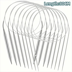 Premium 8-Piece Stainless Steel Knitting Needles Set - Versatile, Smooth, Comfort-Grip Crafting Essentials (8Pcs-80cm)