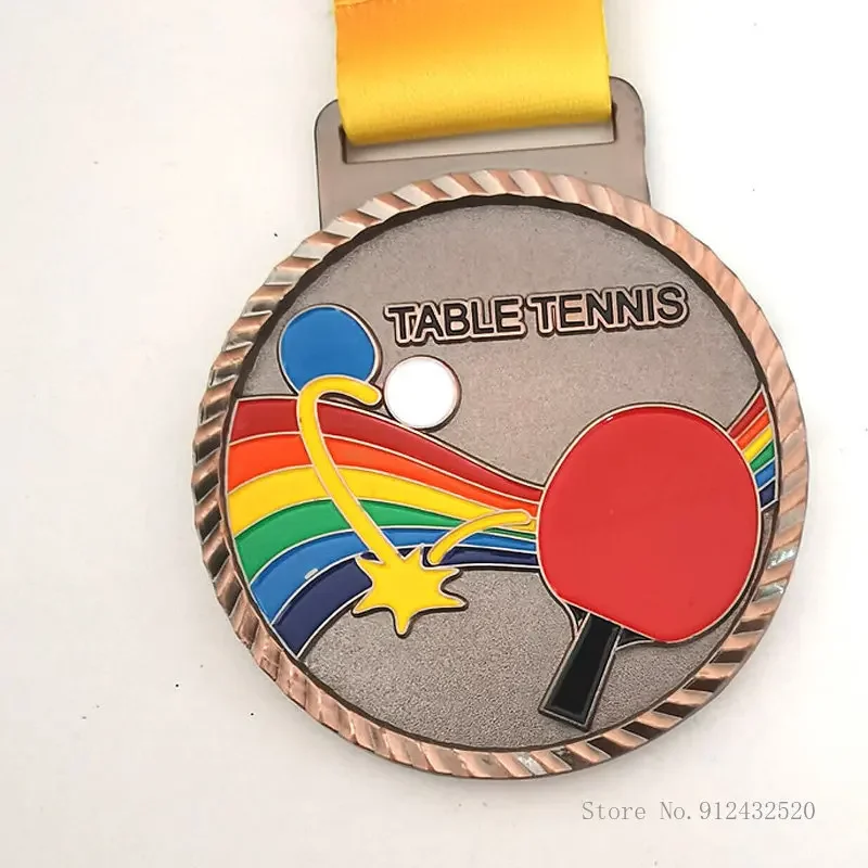 Creative Customized Hang a medal around the neck gift Honor Award School Competition Gold silver Bronze table tennis MEDALS 3Pcs