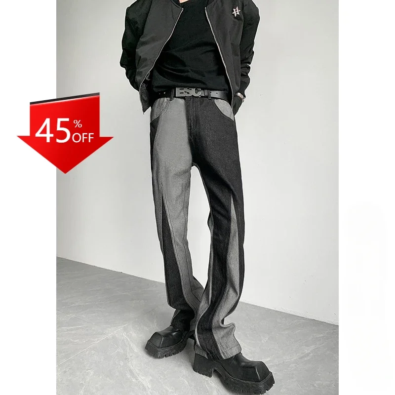 

Y2K micro flared pants men's stitching vertical black gray jeans fall guys y2k men’s jeans wkwkp00180 cargo jeans 바이커진