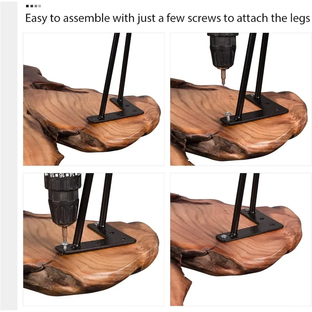 Natural Wood Coffee Table with Clear Lacquer Finish and Metal Hairpin Legs for Living Room - 16" Tall - Mesa de Centro para Sala 4
