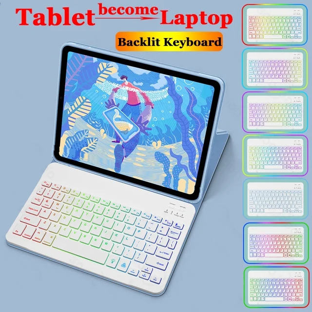 

Rainbow Backlit Keyboard Case for Xiaomi Redmi Pad SE 11 2023 6 6 Pro 11 5 11inch 5 Pro 11 Redmi Pad 10.61" Bluetooth Keyboard