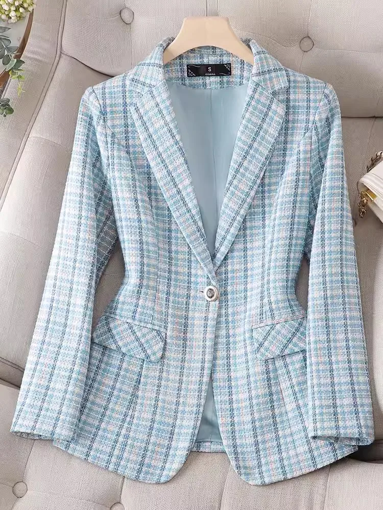 

Fashion Small Fragrance Suit Jacket Women's Spring and Autumn 2024 New Temperament A Button Slim Casual Plaid Suit Jacket Top