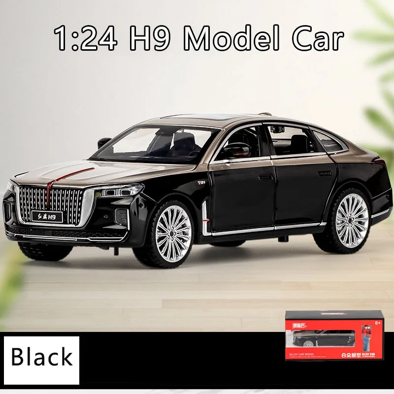

New 1:24 Hongqi H9 Alloy Car Model Simulation Sound And Light Pull Back Toy Car Metal Luxury Car Boys Collection Ornaments Gift