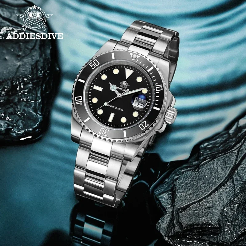 ADDIESDIVE Luxury Steel Diving Quartz Watches 200m