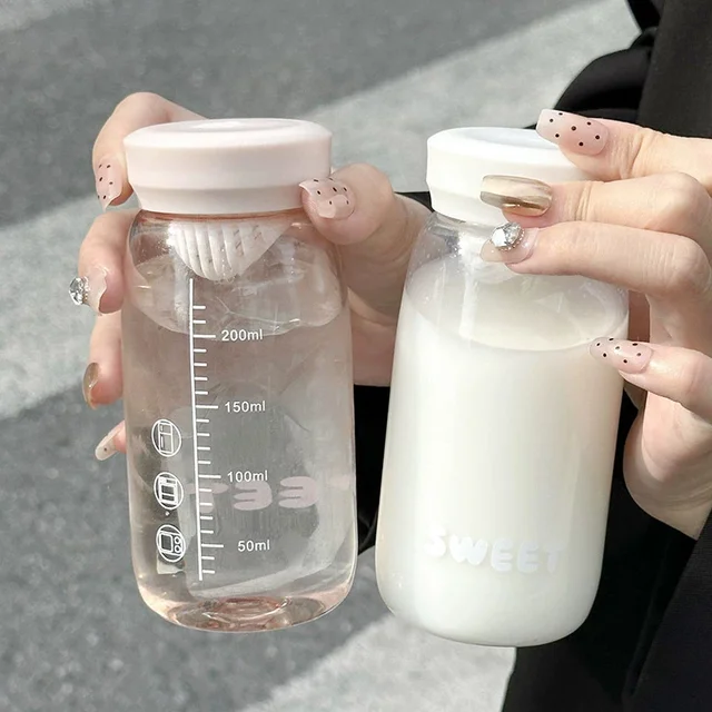 250ml Mini Water Bottle Shaker With Filter Time Marker Cute Plastic Coffee Tea Matcha Water Cup Portable Drink Bottle BPA Free 5