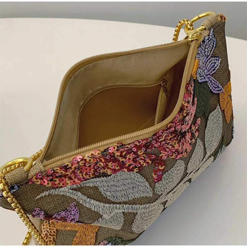Ethnische Stil Designer Neue Pailletten Damen Clutch Tasche Abendtasche Gestickte Umhängetasche Messenger Bag Sommer Kette Umschlag Tasche – Detail 6