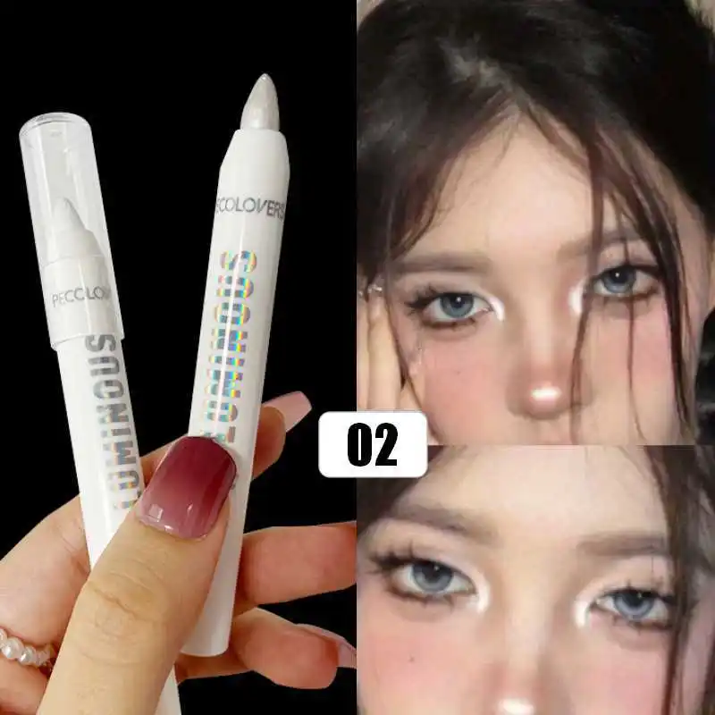 Long-Lasting Glitter Eyeshadow Highlighter Pencil for Eye Makeup - Waterproof, Pearly, White and Silver 5