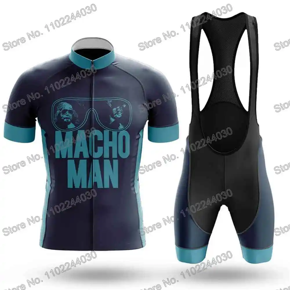 Macho Man Cycling Clothing Summer Cycling Jersey Men's Set Road Bike Shirt Suit Short Sleeve MTB Women Bicycle Bib Shorts