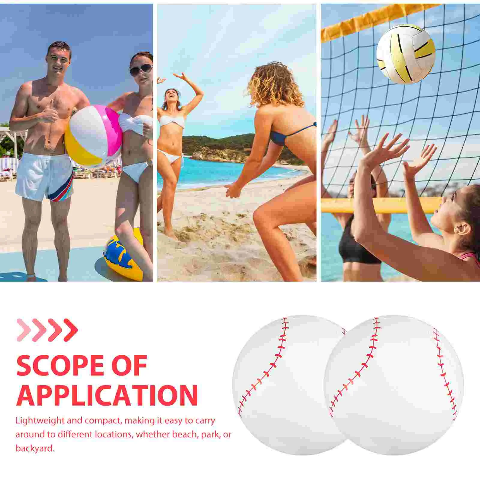 3 Pcs Inflatable Baseball for Beach Balls Sports Giant Floating Teens Pvc Lightweight Child 3