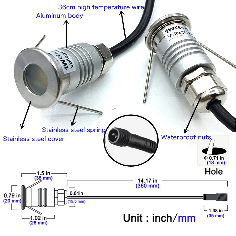 LED Deck Light Outdoor IP67 Waterproof 12V Recessed Garden Underground Lamp Path Spotlight Stairs Lights Driver AC110-220V led underground light led deck lights