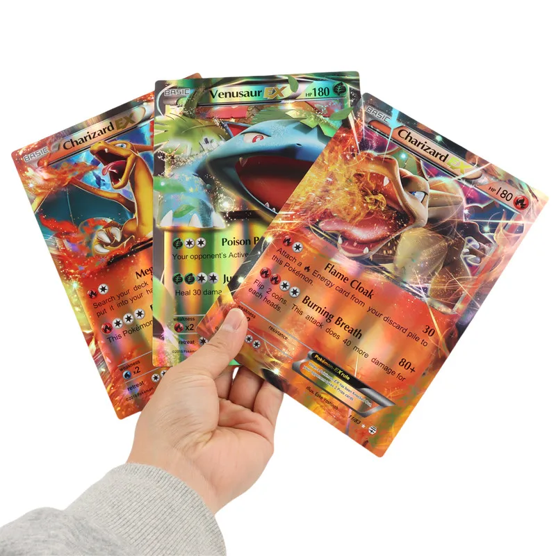 30Pcs Oversized Pokemon Cards Jumbo Letters Cards MEGA Vmax Vstar GX Arceus Pikachu Charizard Super Shiny Rare Card Birthday Gif