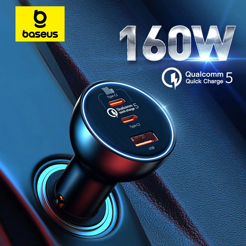 Baseus-cargador de teléfono para coche, dispositivo de carga rápida QC 160 de 5,0 W, PPS, PD3.0, USB tipo C, para iPhone 13, 14, 15 Pro, portátiles y tabletas