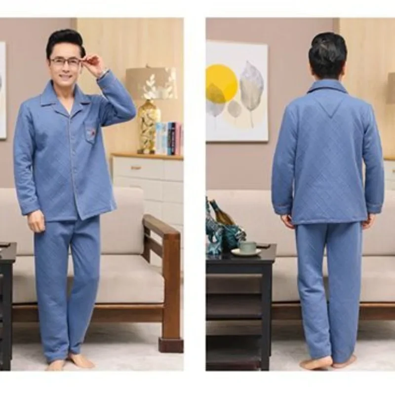 2024 New Pajamas Autumn Winter Long-sleeved Loungewear Cotton Thicken Sleepwear Air Cotton Sandwich Nightwear Warm Homewear Set