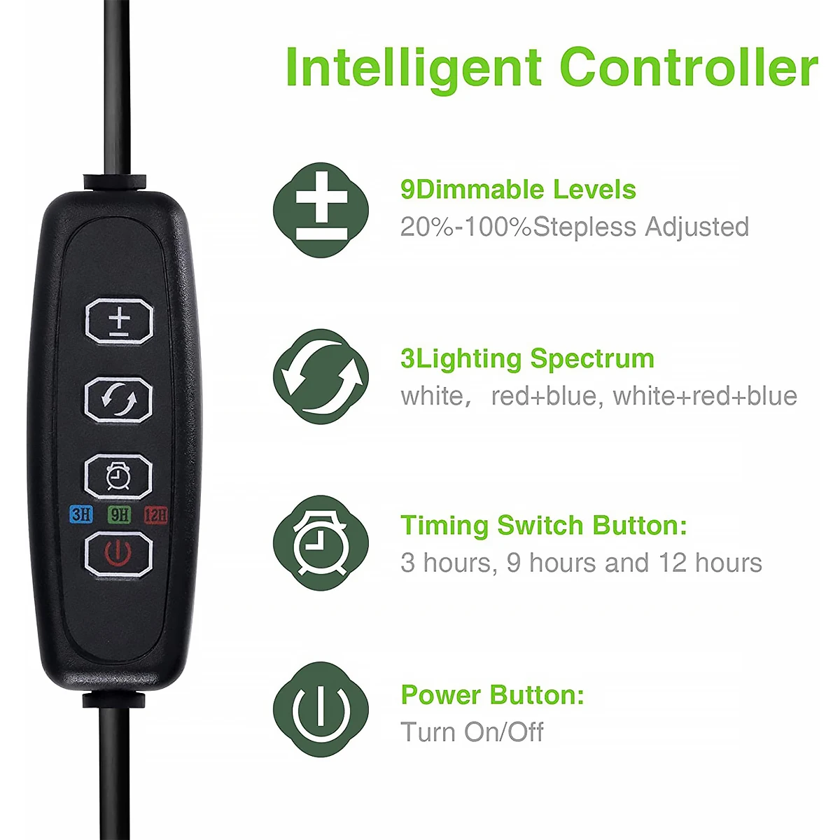 Grow Light Full Indoor Plants Height Adjustable Growing Lamp for Spectrum LED Plant Light with Timer 3/9/12H Dimmable Brightness